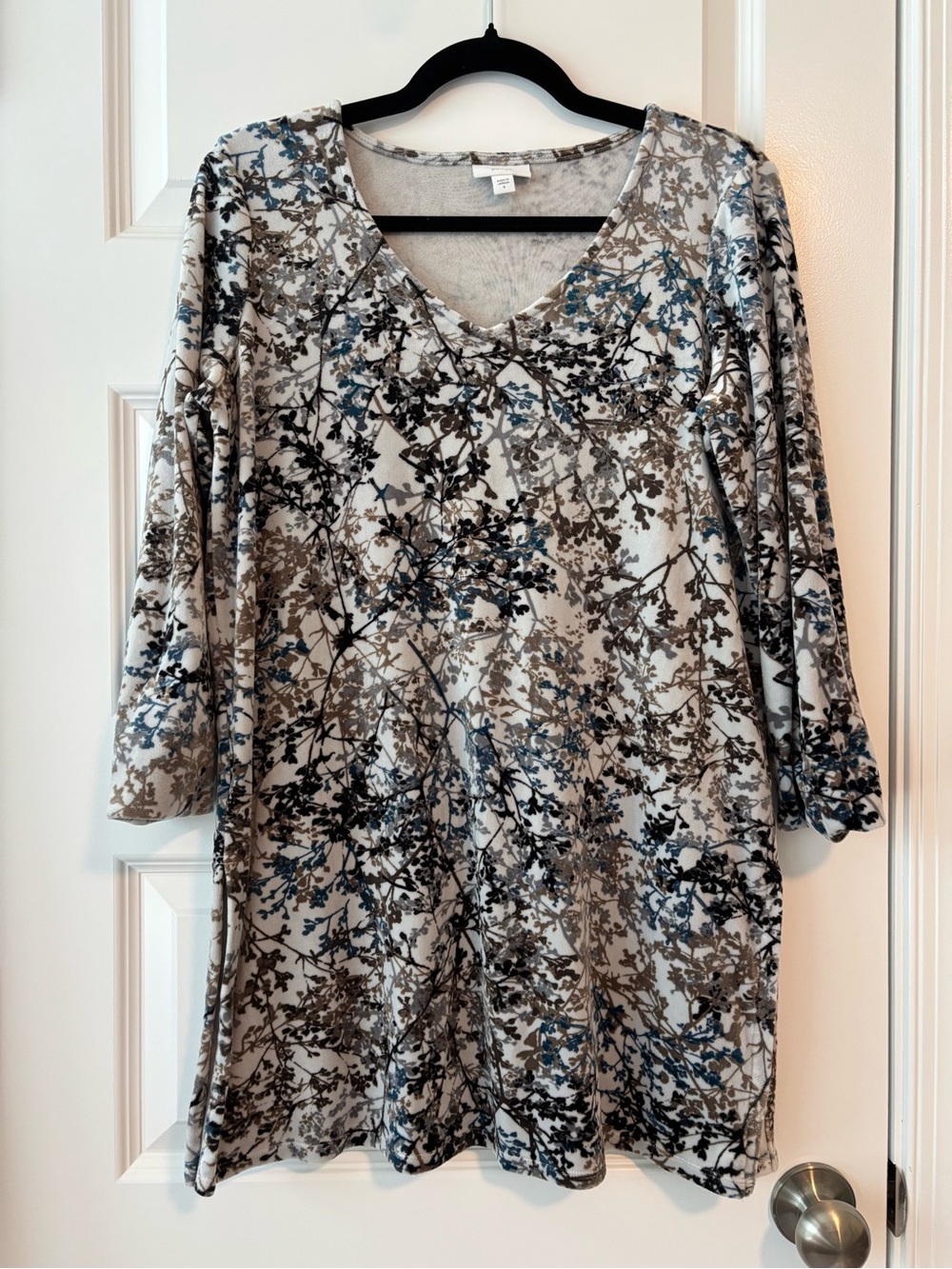 PureJill V-Neck Branch Print Tunic Dress S